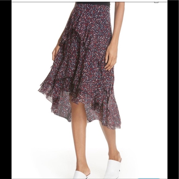 Joie Brigida Tiered High-Low Ruffle Silk Skirt - Picture 1 of 6